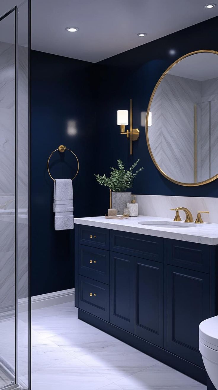 40 navy blue bathroom aesthetics and accessories…